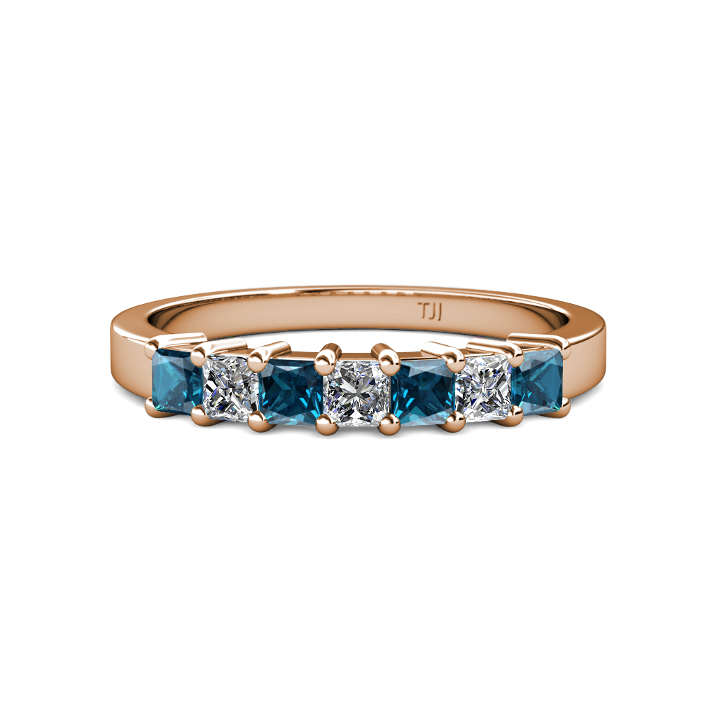 Evia 1.00 ctw London Blue Topaz and Natural Diamond Wedding Band 