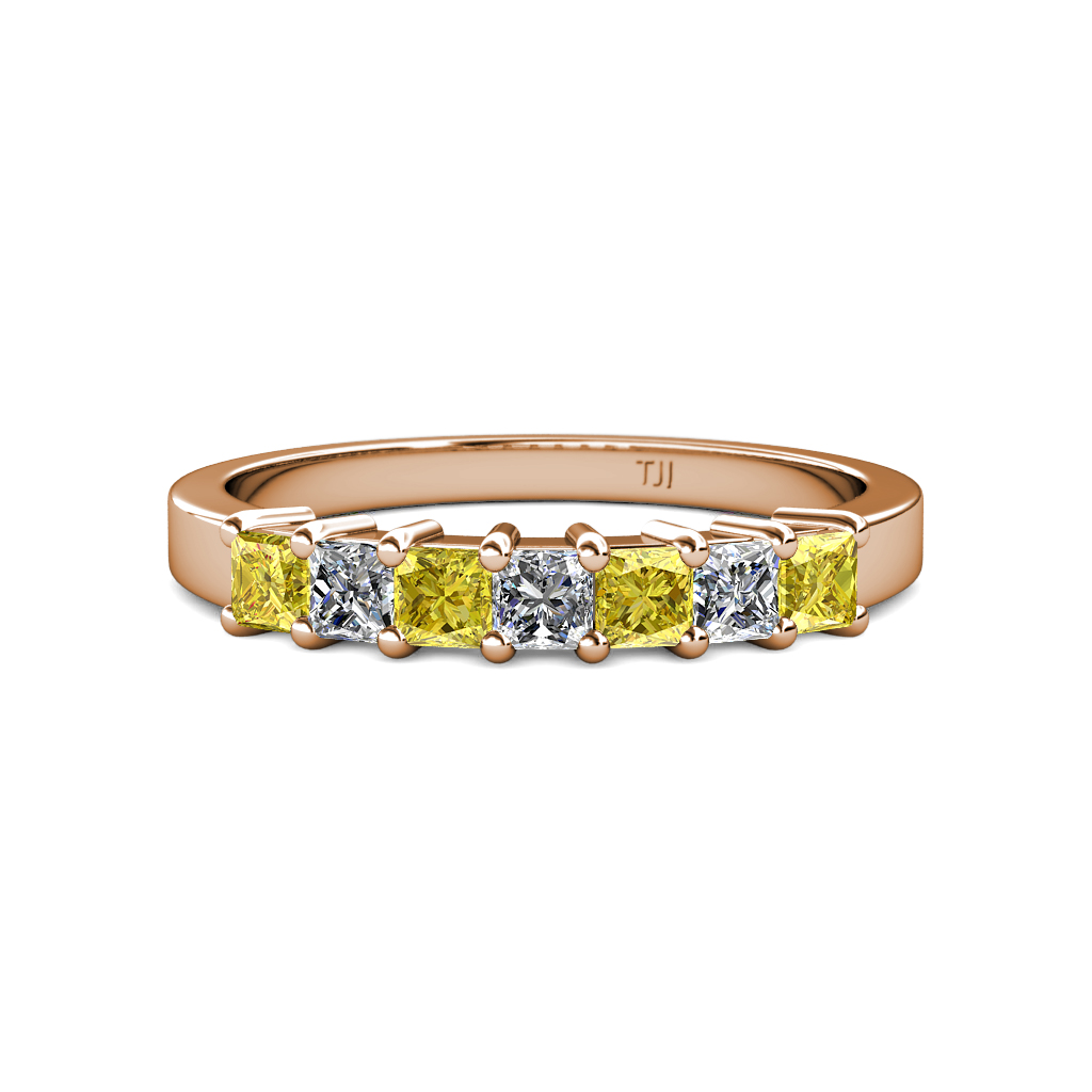 Evia 1.02 ctw Yellow Sapphire and Natural Diamond Wedding Band 