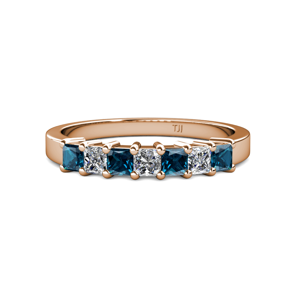 Evia 1.20 ctw Blue Diamond and Natural Diamond Wedding Band 