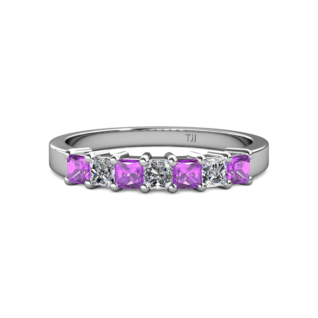 Evia 1.02 ctw Amethyst and Natural Diamond Wedding Band 