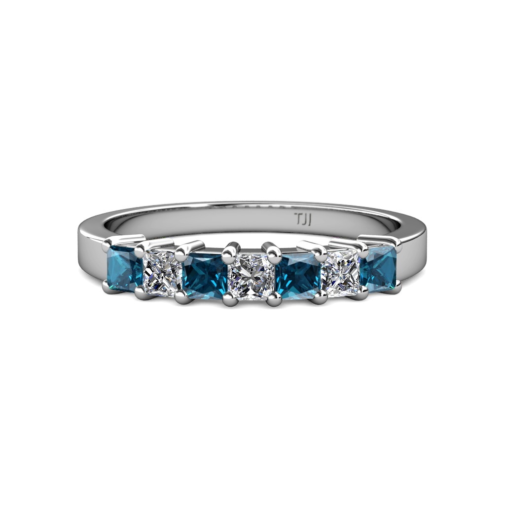 Evia 1.00 ctw London Blue Topaz and Natural Diamond Wedding Band 