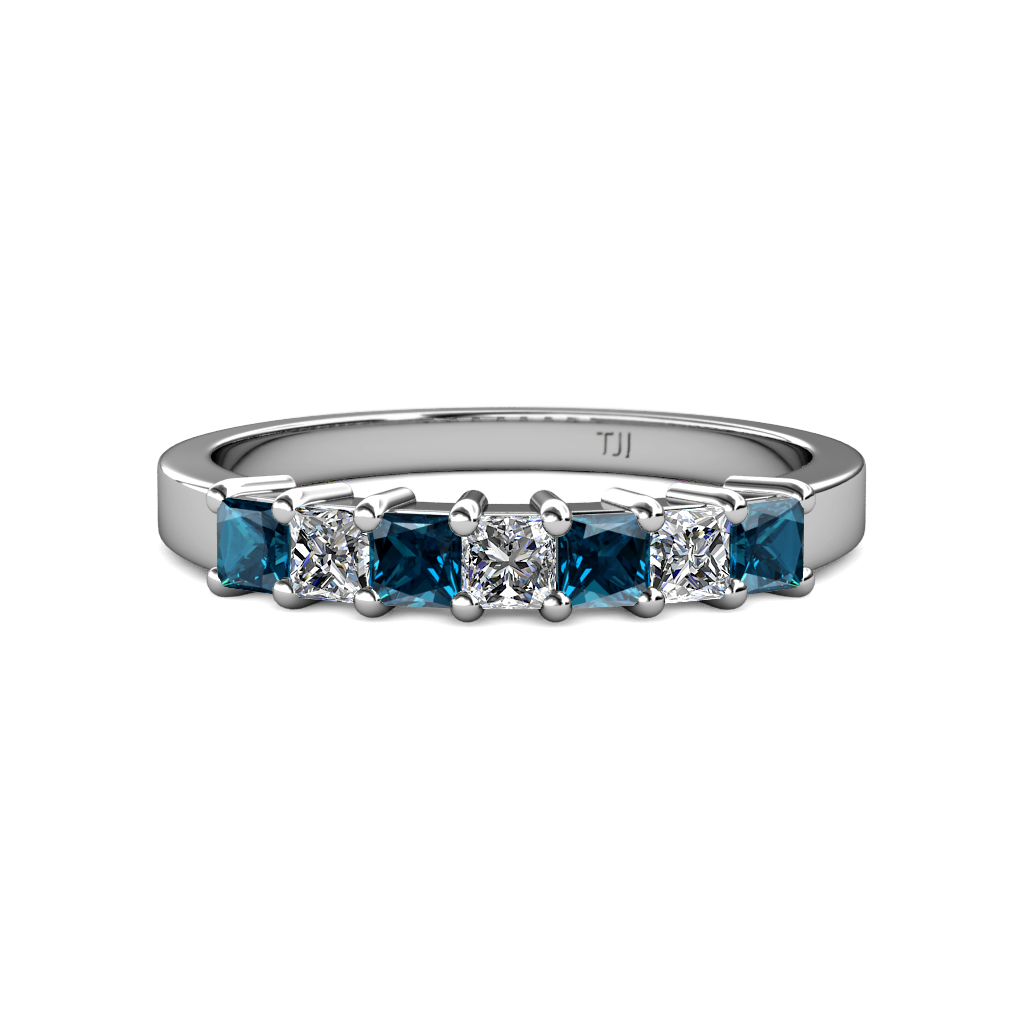 Evia 1.20 ctw Blue Diamond and Natural Diamond Wedding Band 