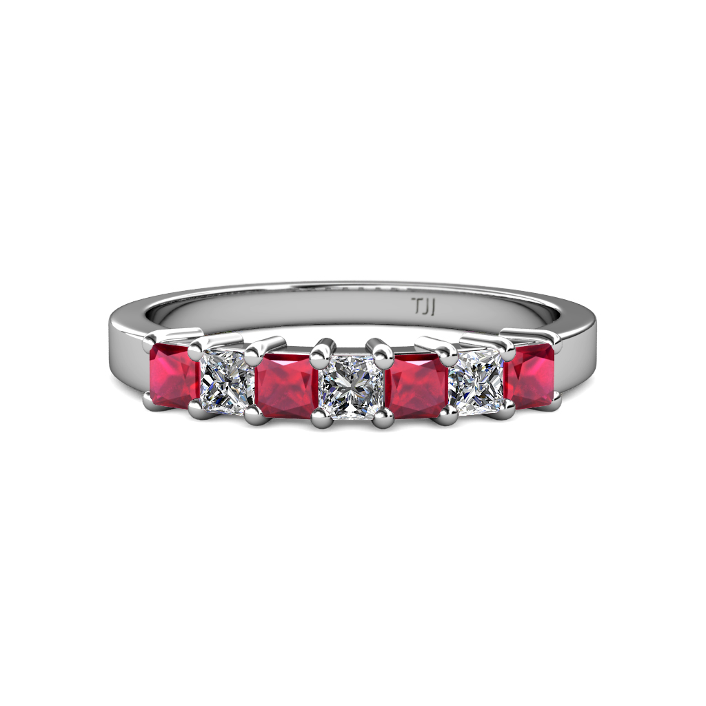 Evia 1.02 ctw Ruby and Natural Diamond Wedding Band 
