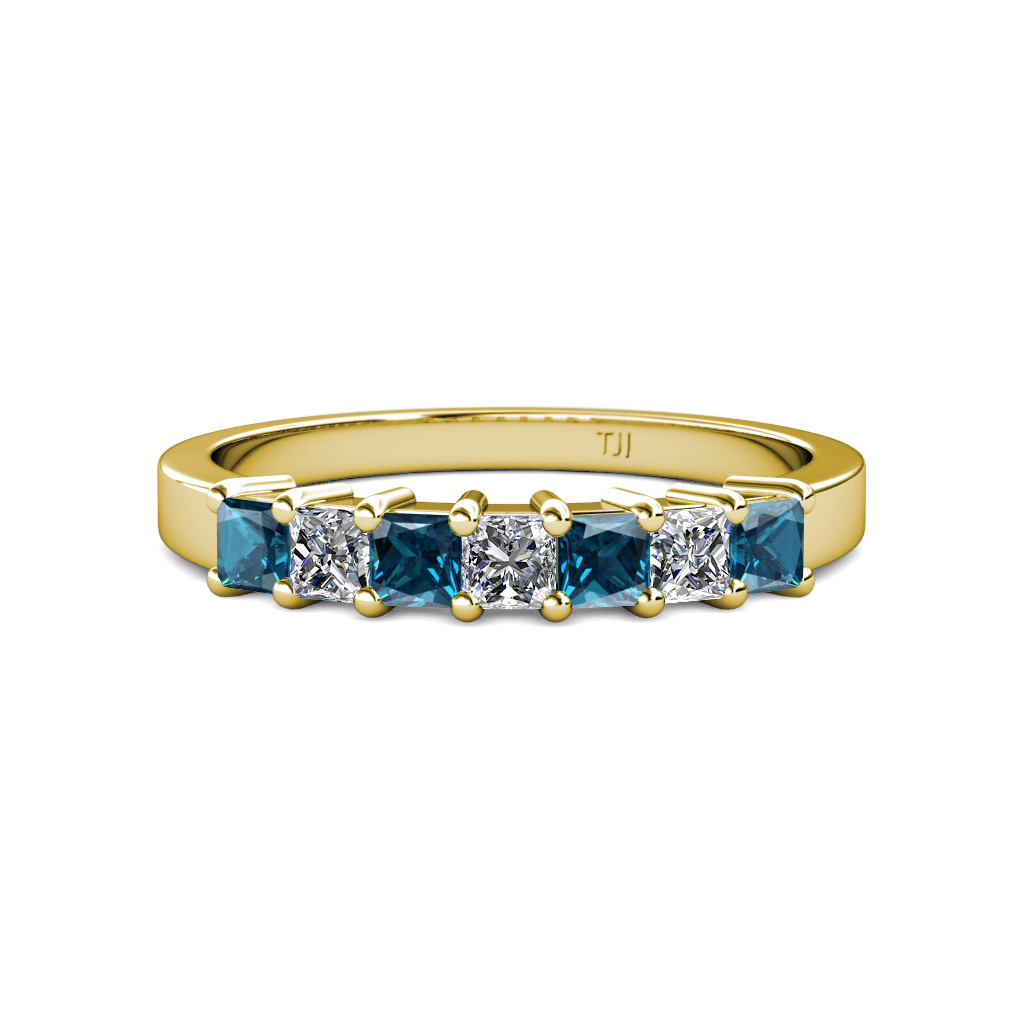 Evia 1.00 ctw London Blue Topaz and Natural Diamond Wedding Band 
