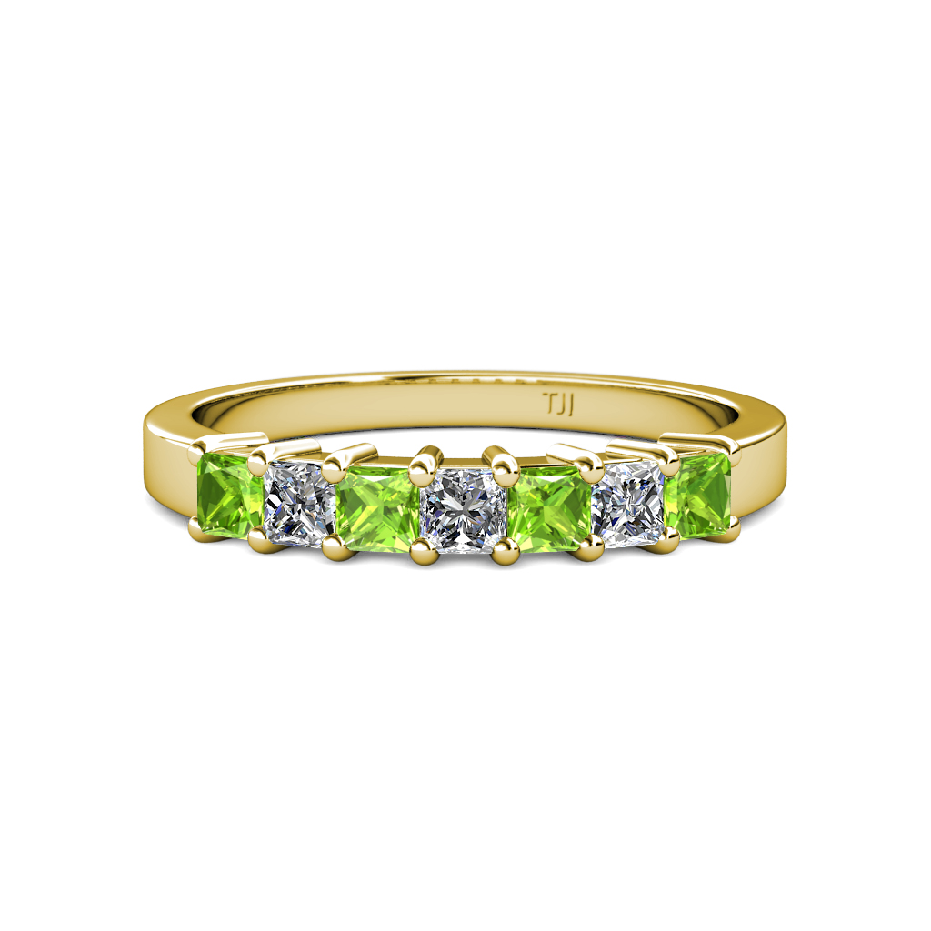 Evia 1.08 ctw Peridot and Natural Diamond Wedding Band 