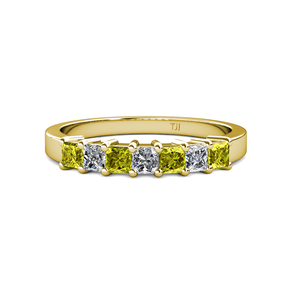 Evia 1.20 ctw Yellow Diamond and Natural Diamond Wedding Band 