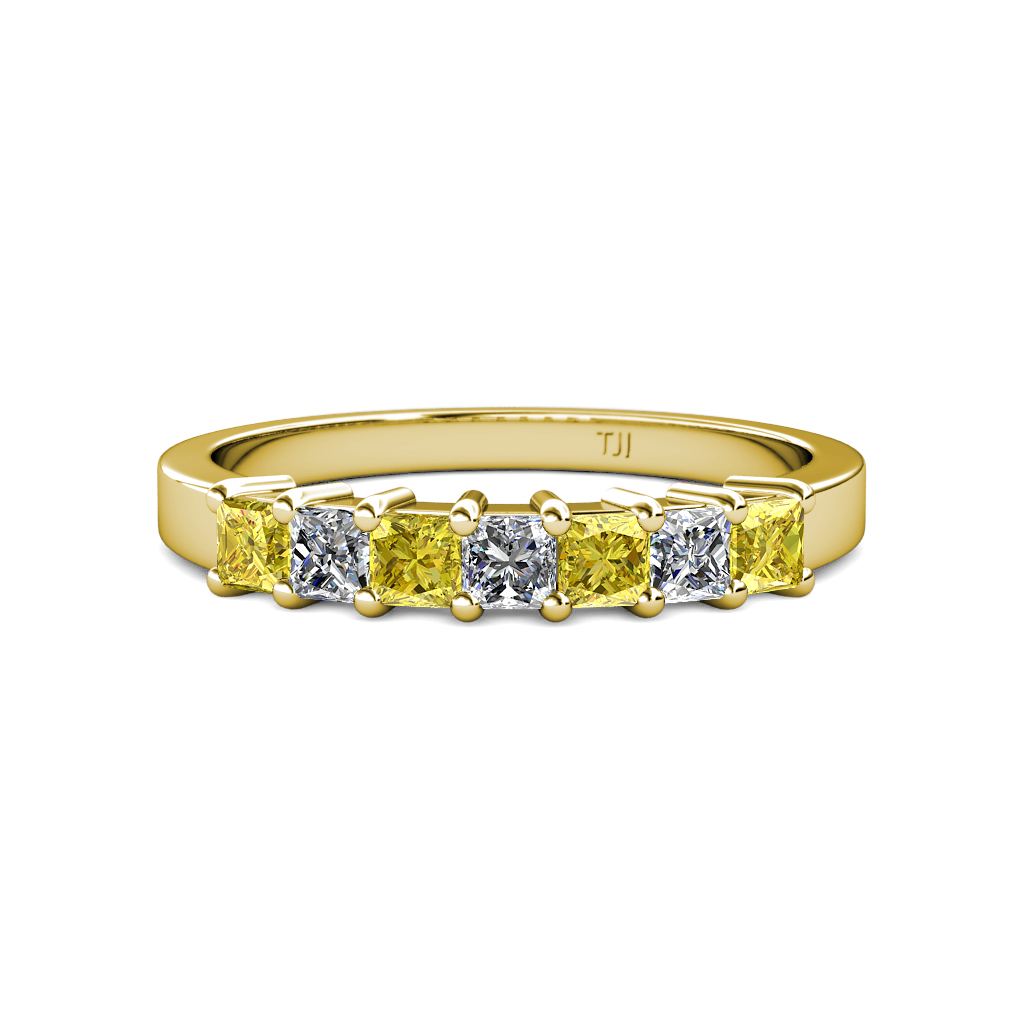 Evia 1.02 ctw Yellow Sapphire and Natural Diamond Wedding Band 