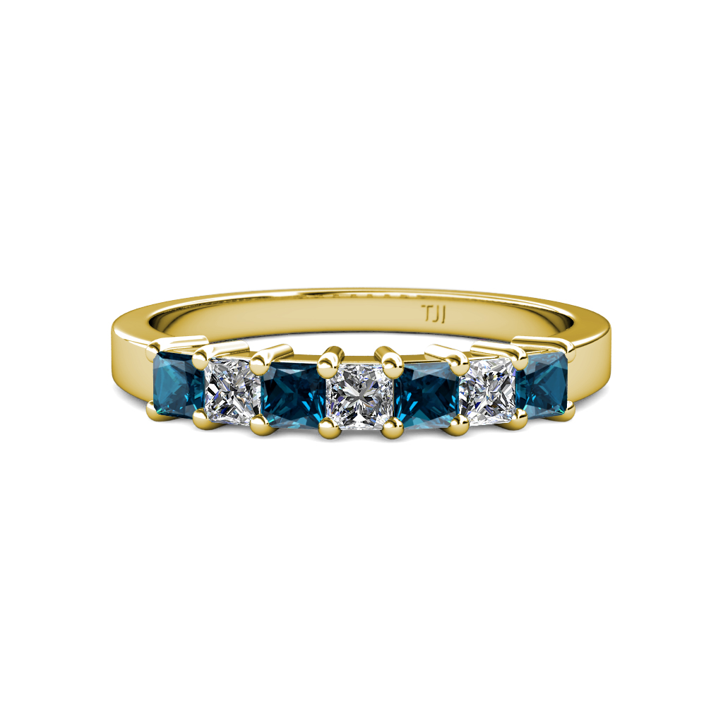 Evia 1.20 ctw Blue Diamond and Natural Diamond Wedding Band 