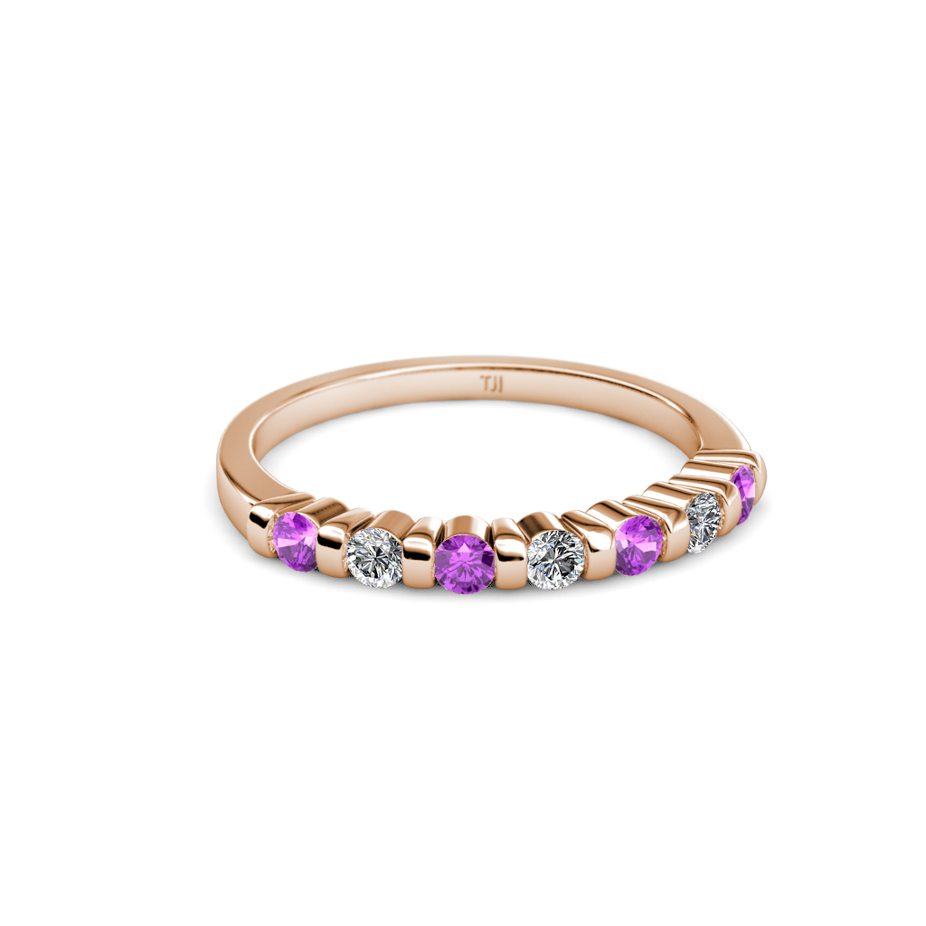 Macie Amethyst and Diamond Wedding Band 