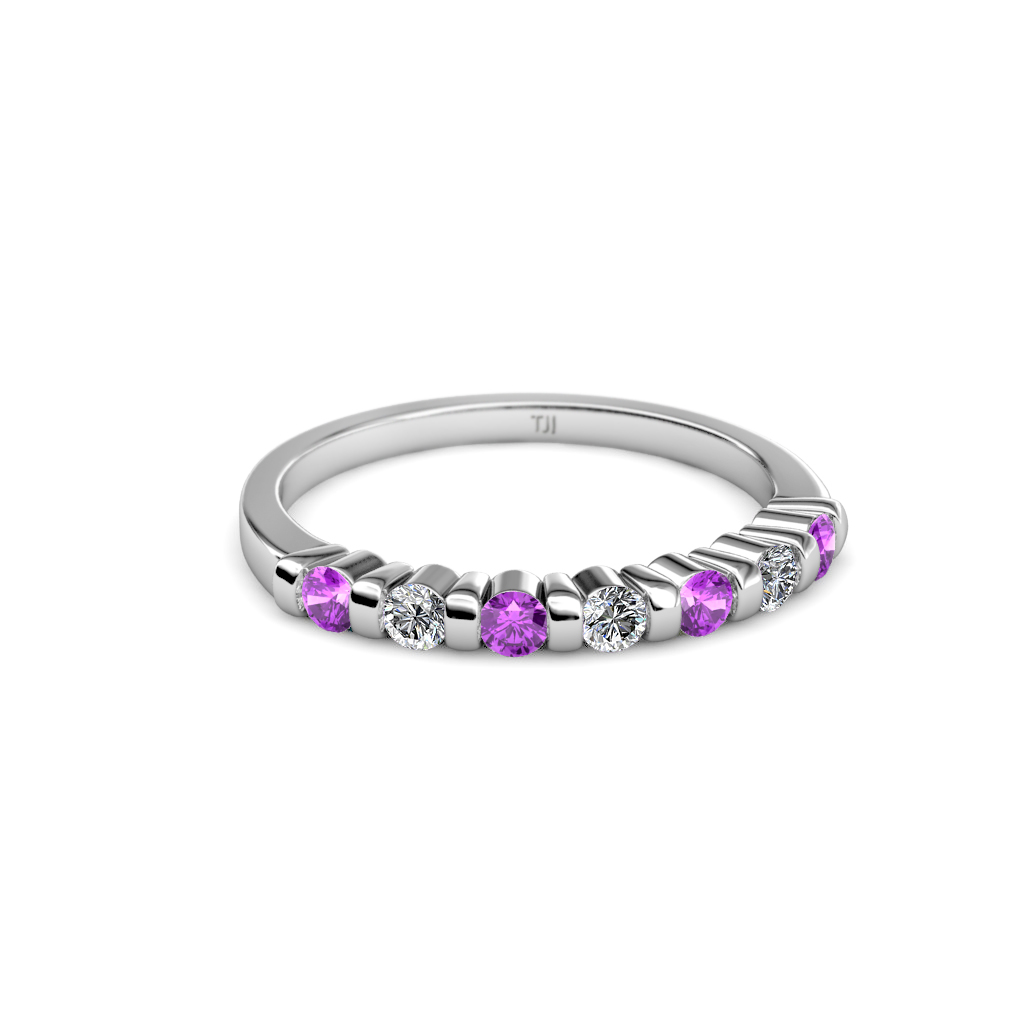 Macie Amethyst and Diamond Wedding Band 