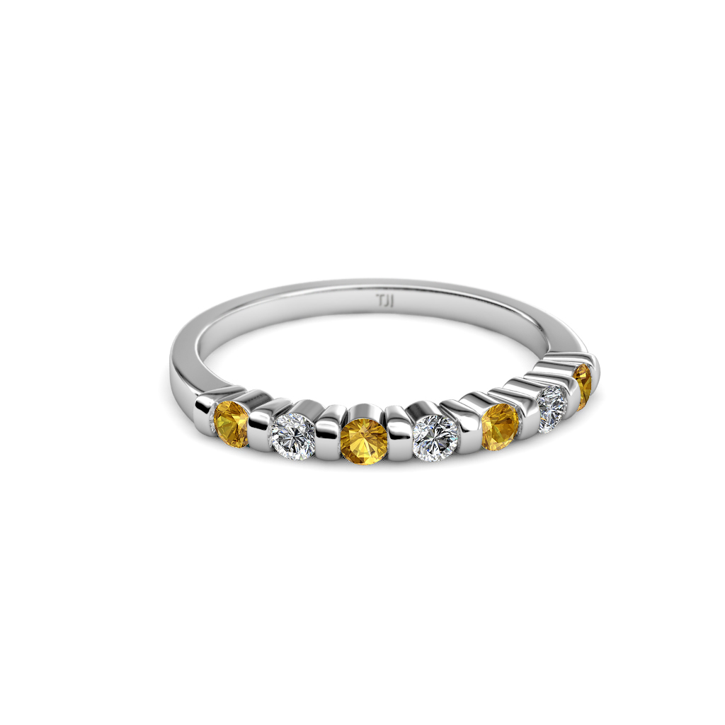 Macie Citrine and Diamond Wedding Band 