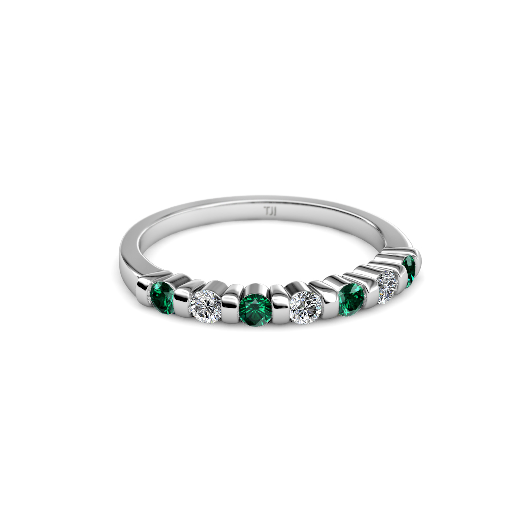 Macie Emerald and Diamond Wedding Band 