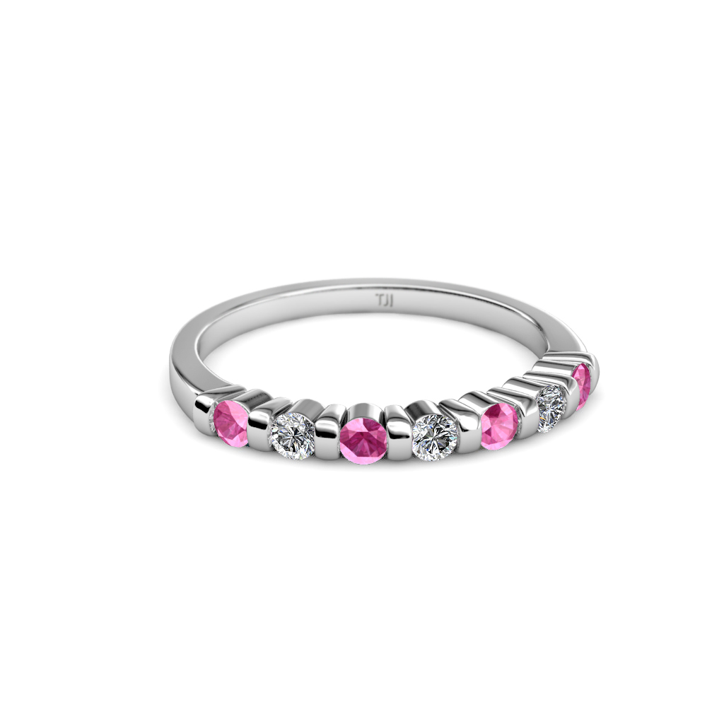 Macie Pink Sapphire and Diamond Wedding Band 