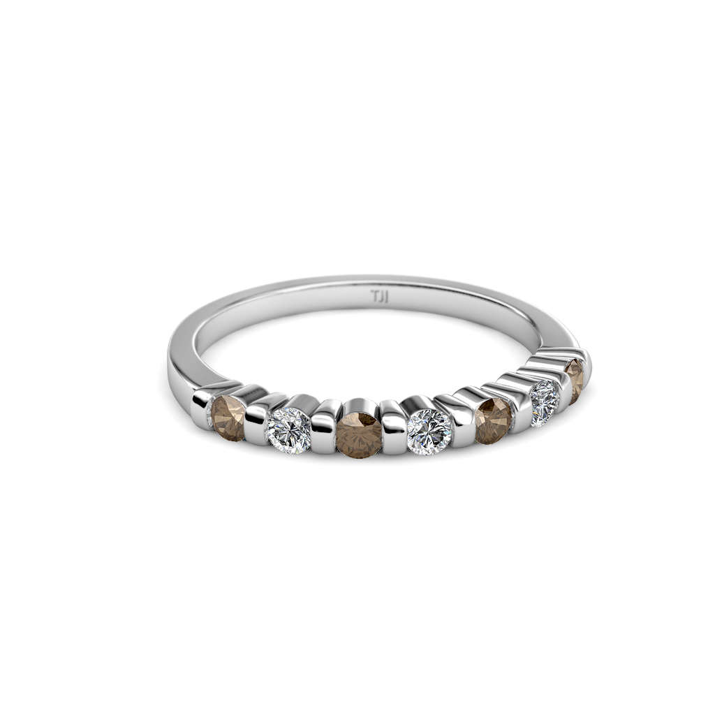 Macie Smoky Quartz and Diamond Wedding Band 