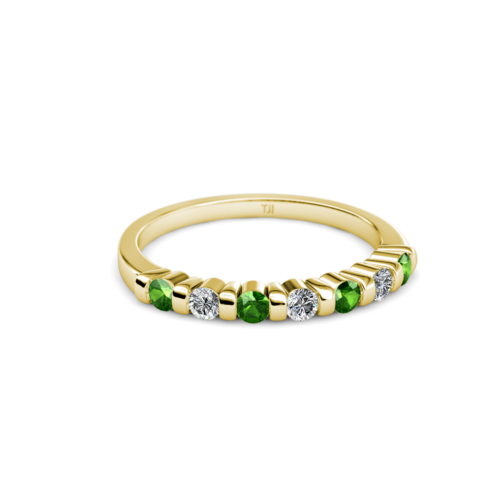 Macie Green Garnet and Diamond Wedding Band 