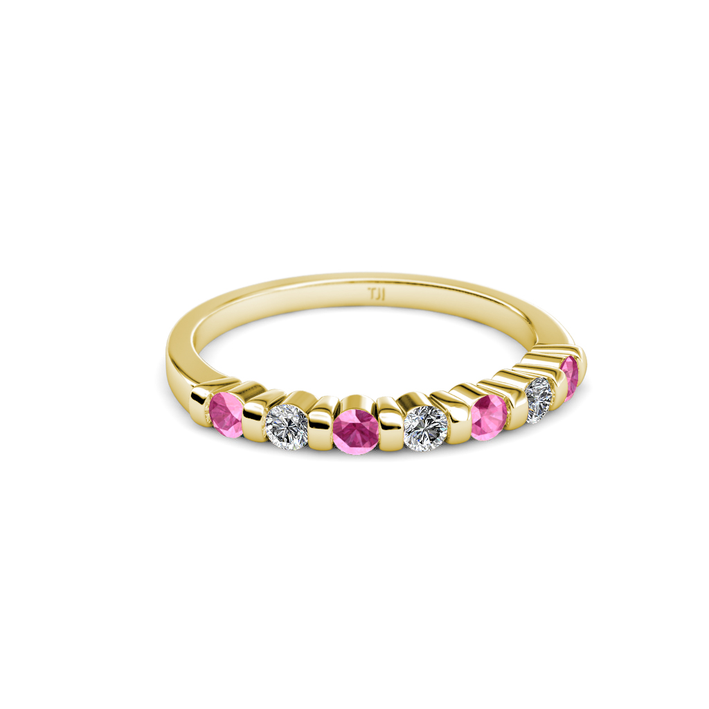 Macie Pink Sapphire and Diamond Wedding Band 