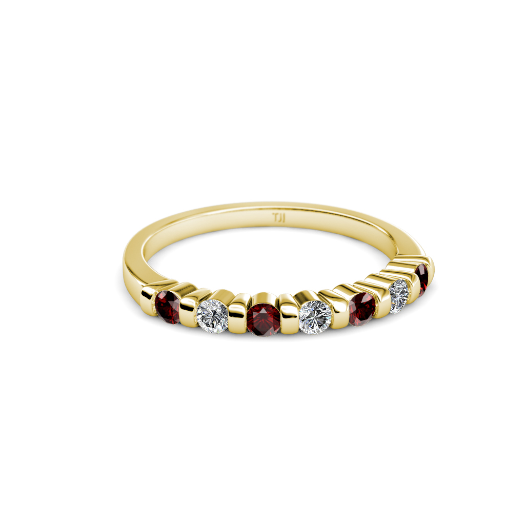 Macie Red Garnet and Diamond Wedding Band 