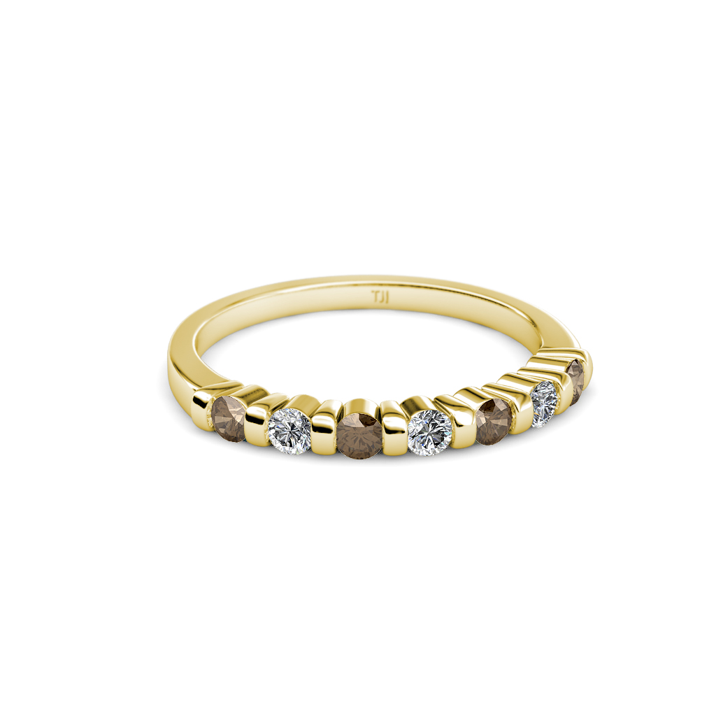 Macie Smoky Quartz and Diamond Wedding Band 